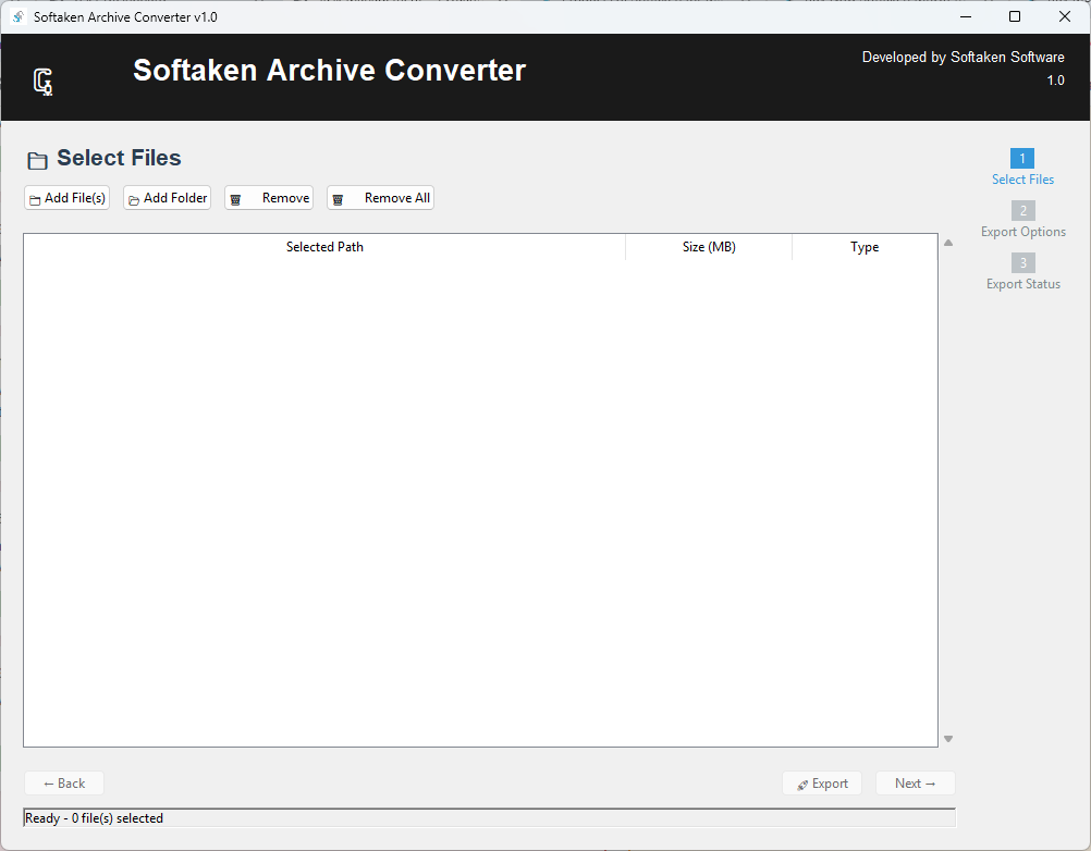 Softaken Archive Converter Software screenshot