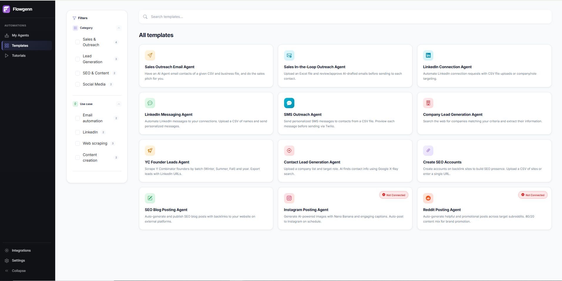 AI-powered automation platform to manage outreach, lead generation, SEO, and social media agents in one dashboard.
