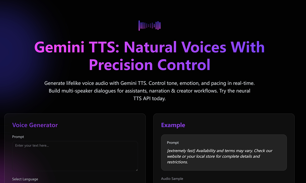 Gemini TTS screenshot
