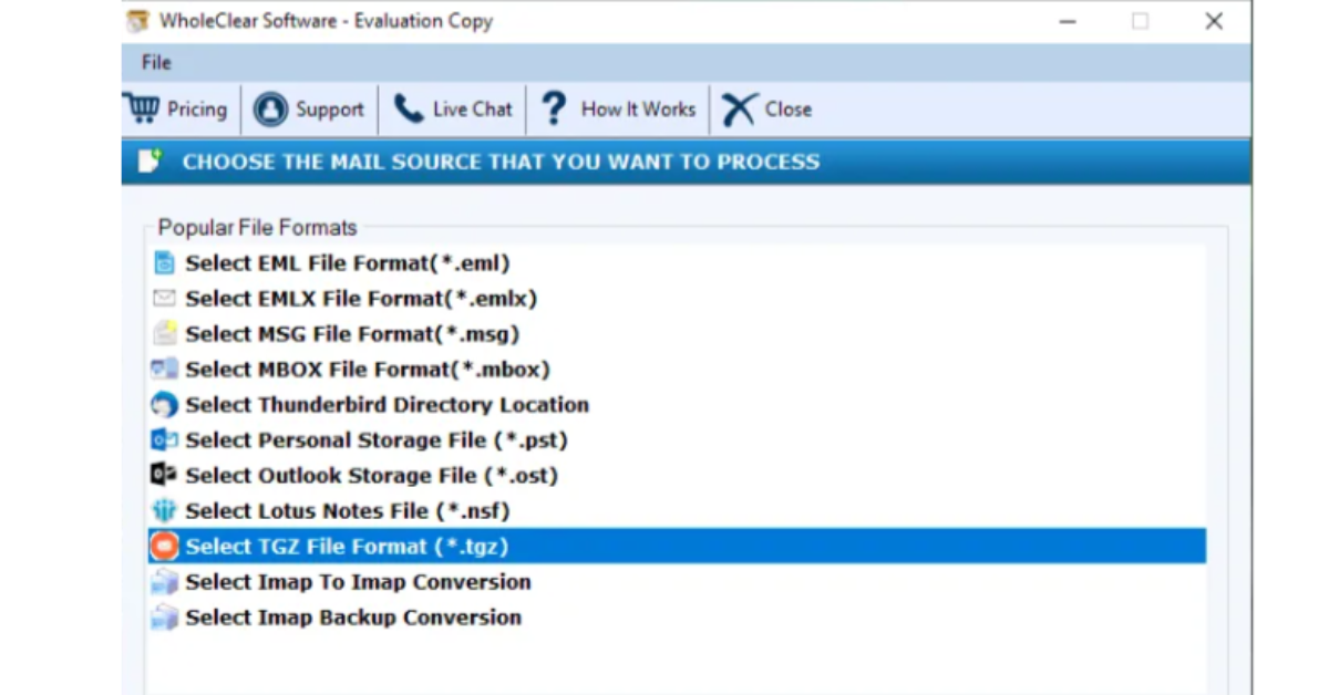 WholeClear TGZ to PST Converter Tool