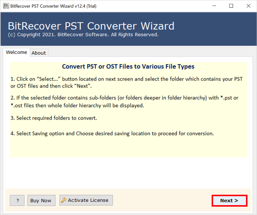 BitRecover PST Converter Wizard