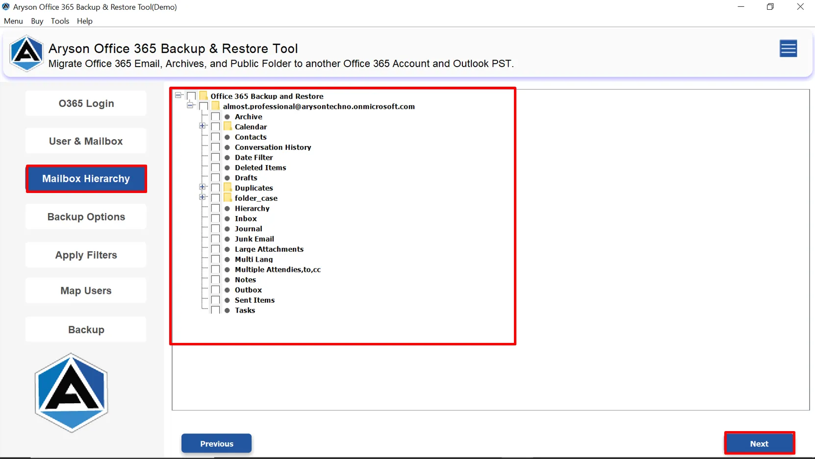 Aryson Office 365 Backup & Restore Tool