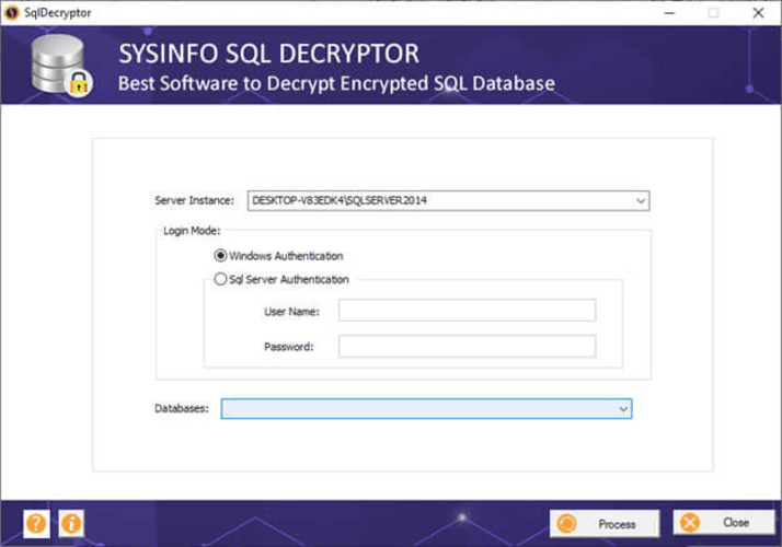 SysInfo SQL Decryptor Tool