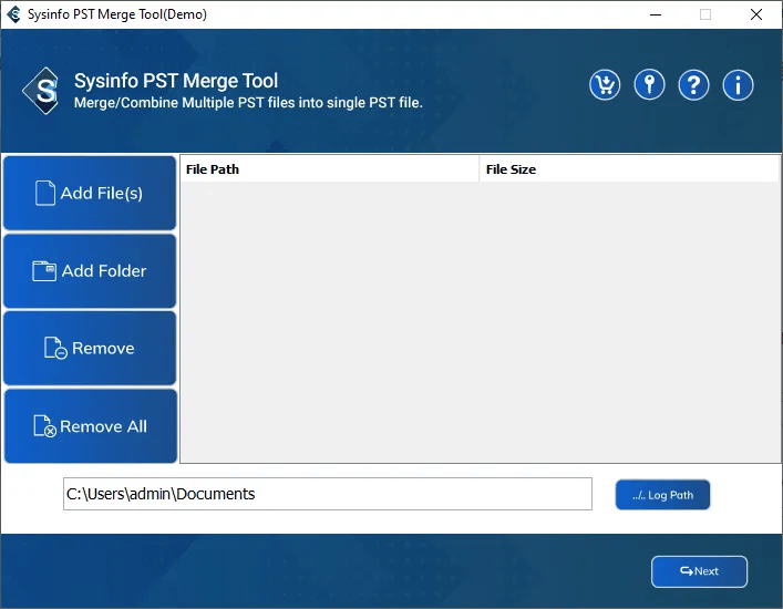 SysInfo PST Merge Tool screenshot