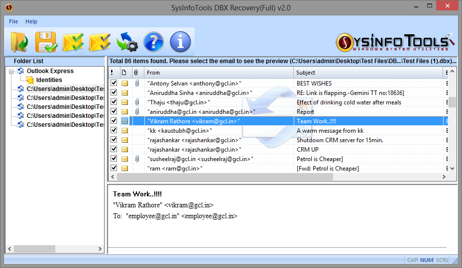 Sysinfo DBX Recovery Tool
