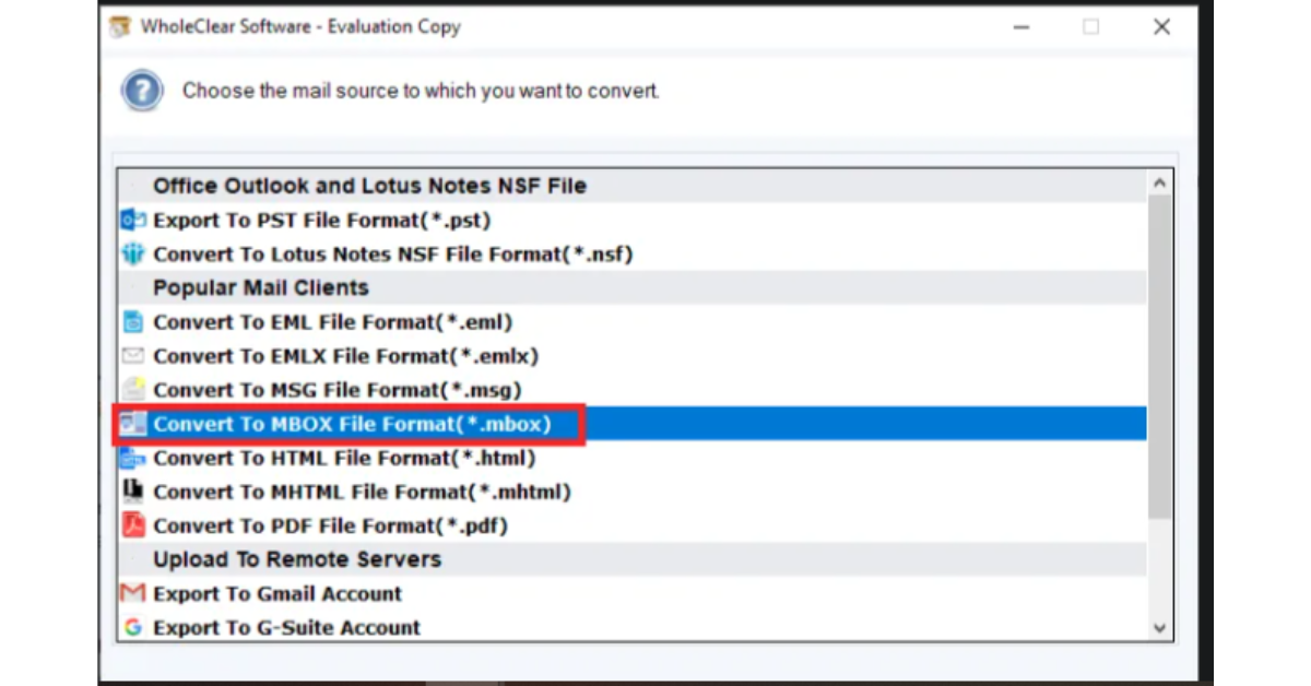 WholeClear TGZ to MBOX Converter Tool