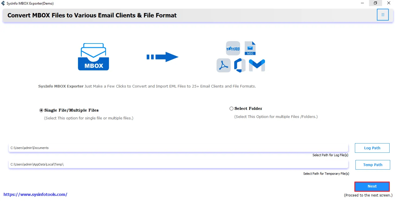 SysInfo Thunderbird to Outlook Converter screenshot