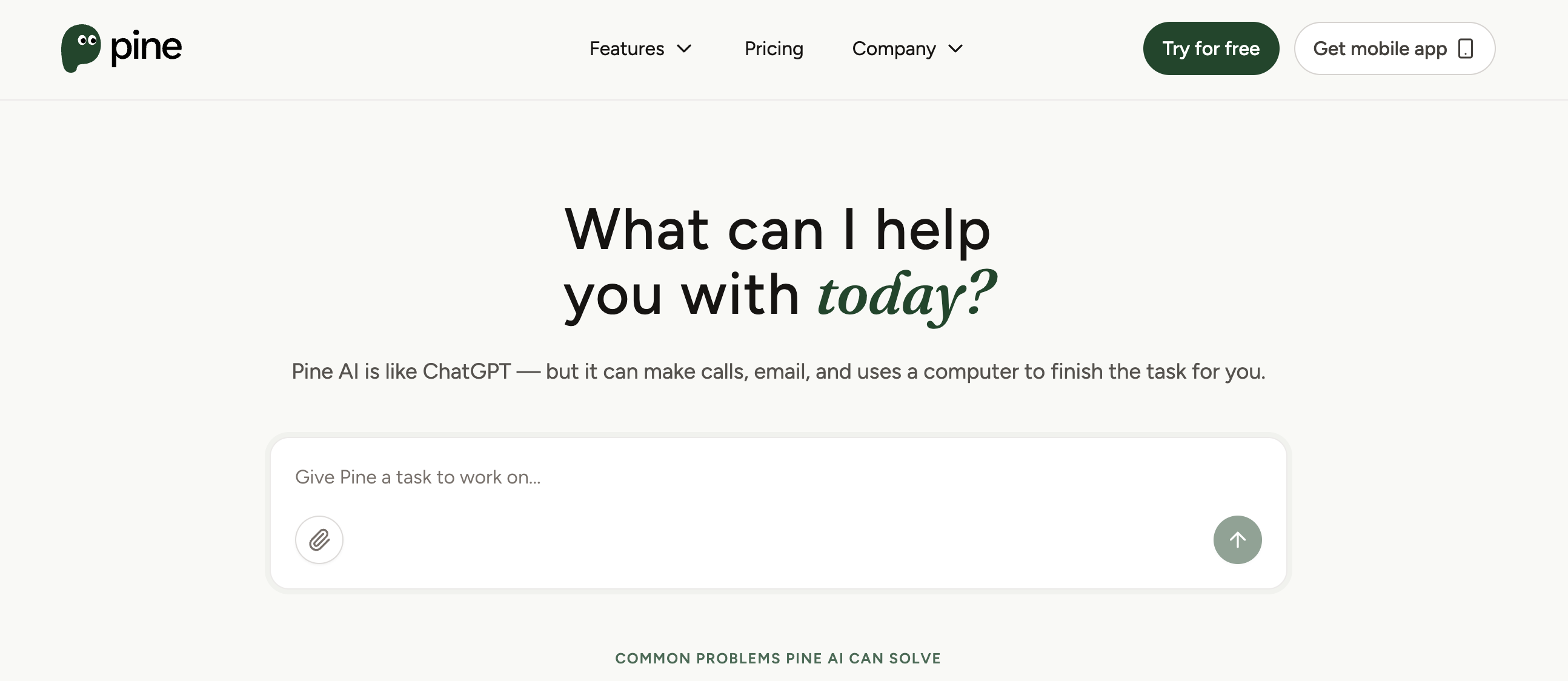 Pine AI consumer assistant screenshot
