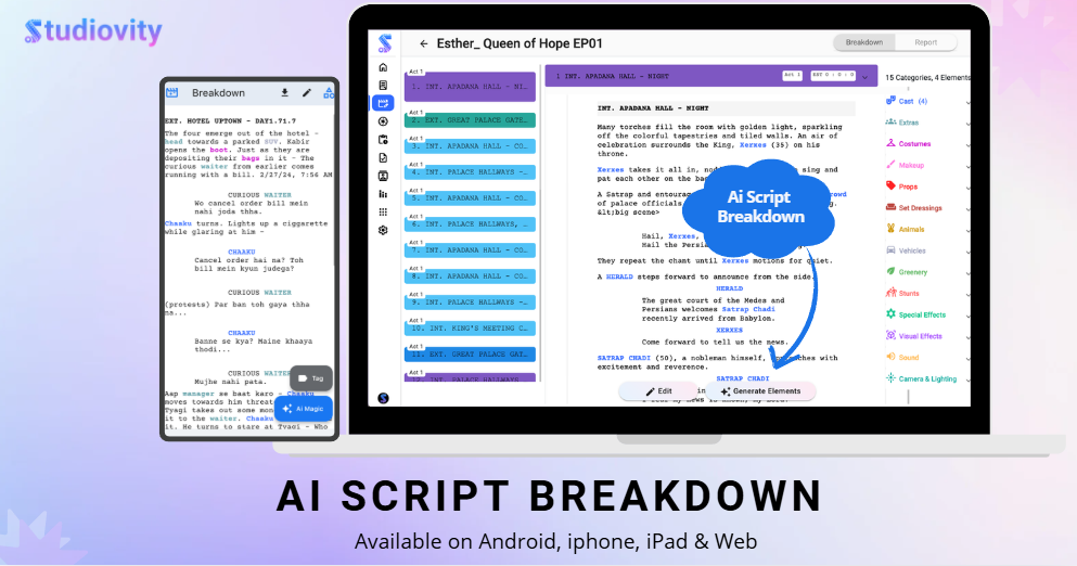 AI Script Breakdown Software - Studiovity