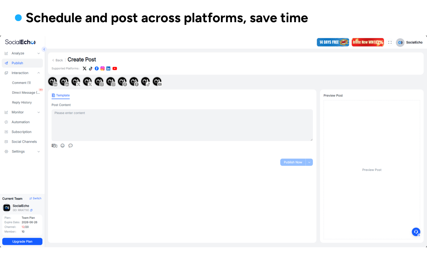 SocialEcho - Your Social Media AI Workspace
