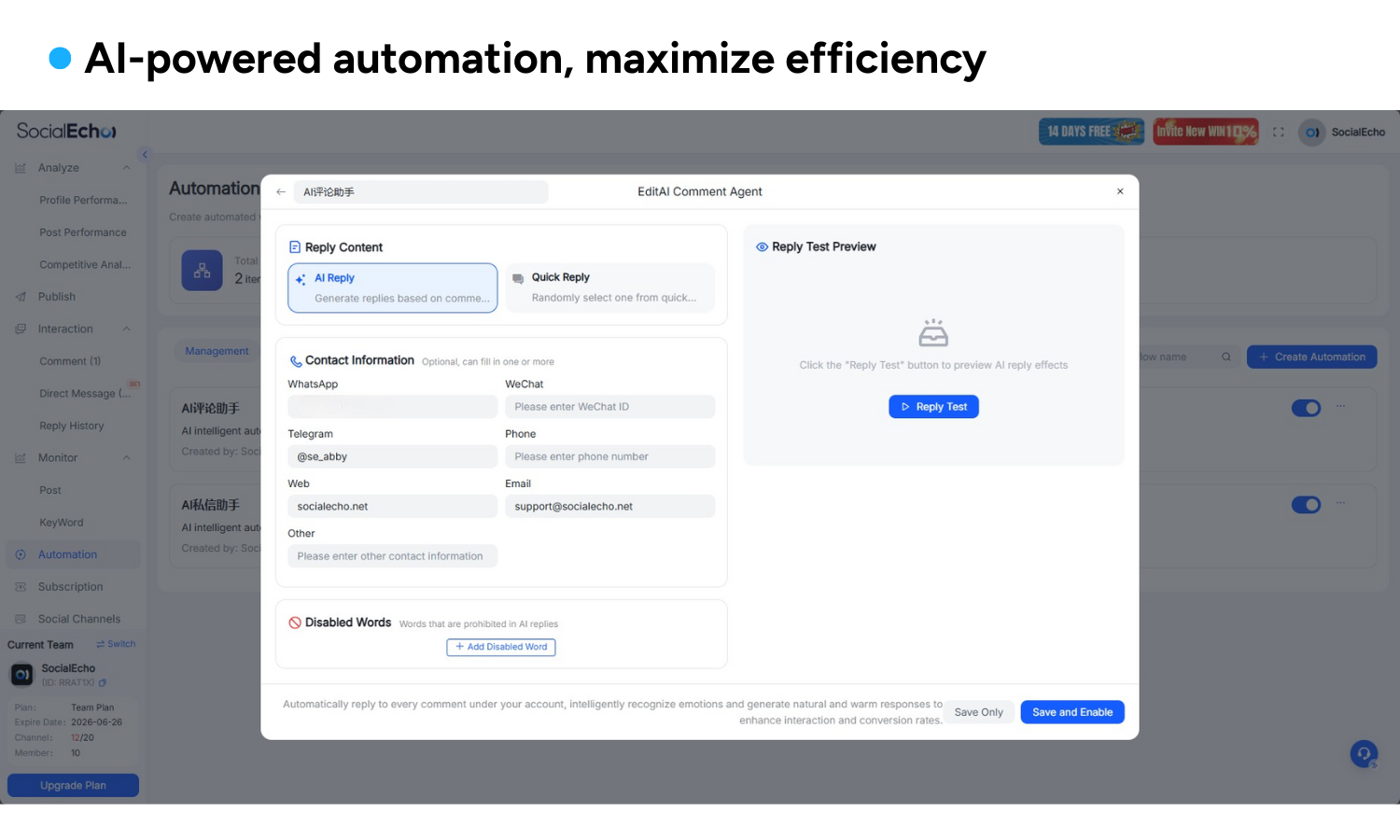 SocialEcho - Your Social Media AI Workspace