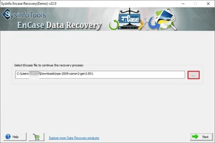 SysInfo EnCase Recovery Software screenshot