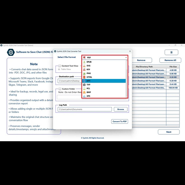 SysInfo JSON Converter