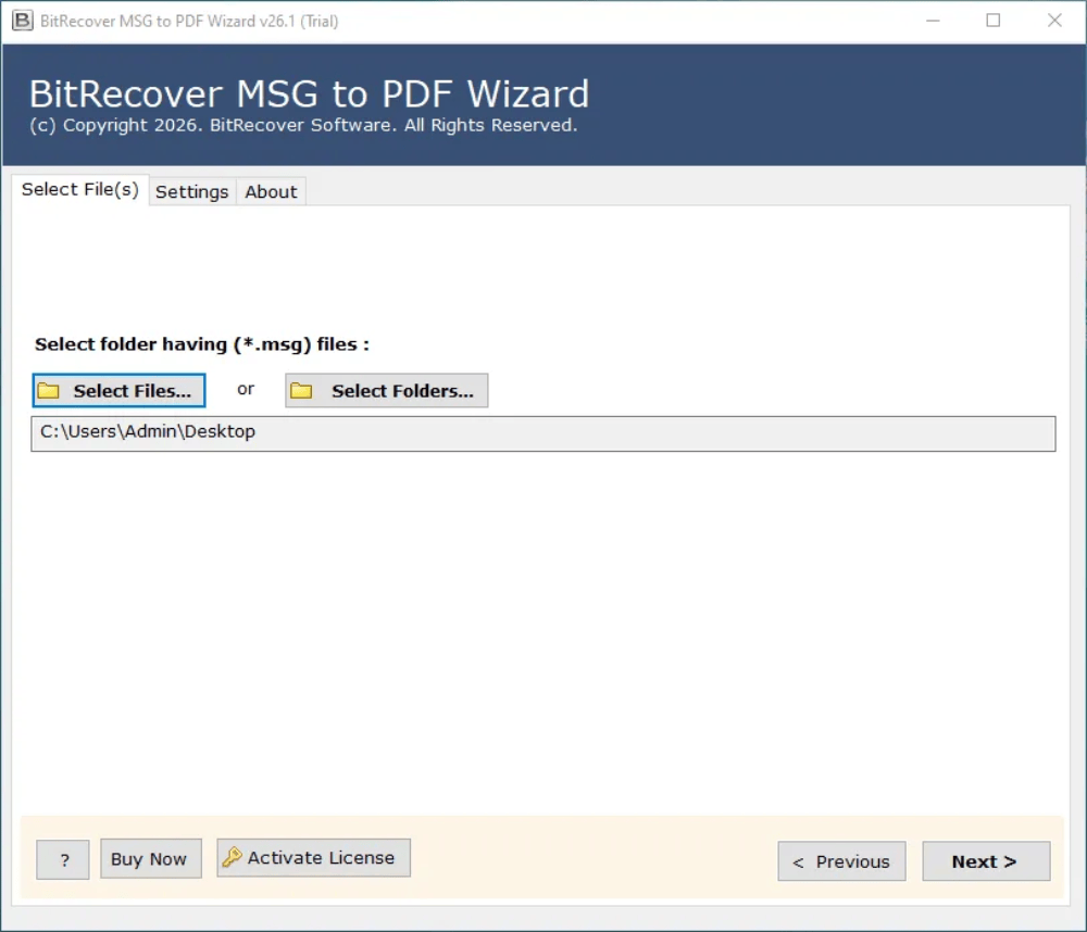 BitRecover MSG to PDF Converter Wizard