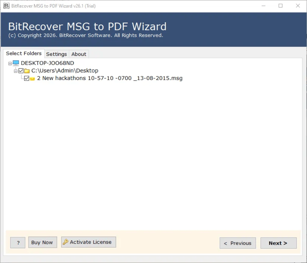 BitRecover MSG to PDF Converter Wizard