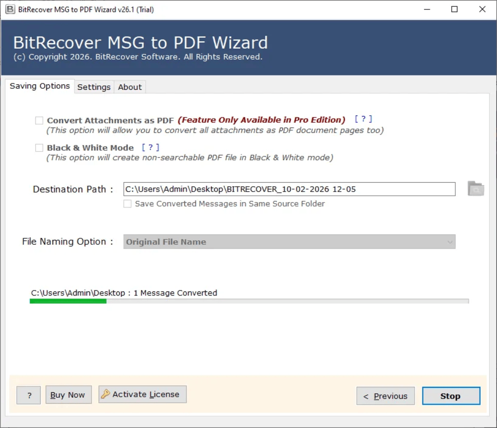 BitRecover MSG to PDF Converter Wizard