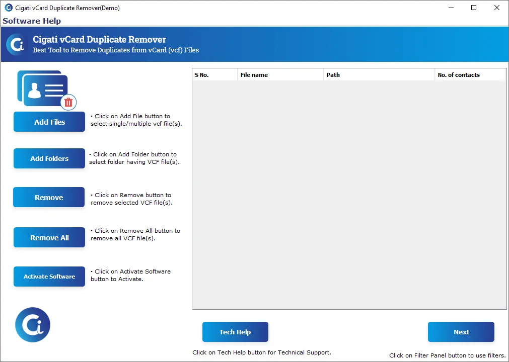 Cigati vCard Duplicate Remover