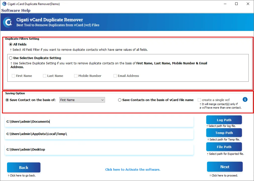 Cigati vCard Duplicate Remover
