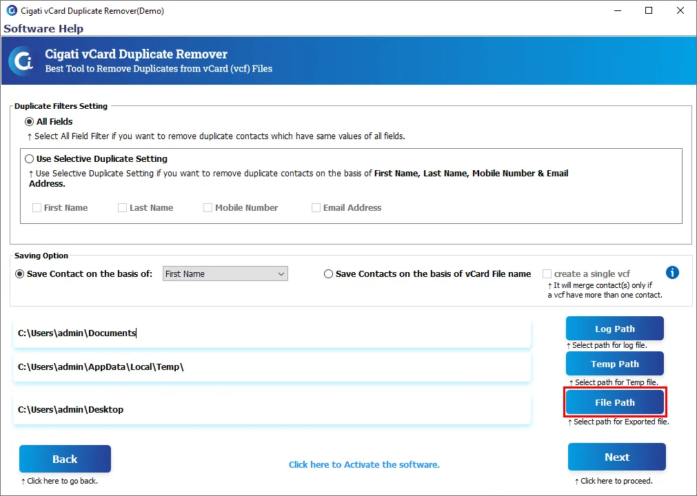 Cigati vCard Duplicate Remover
