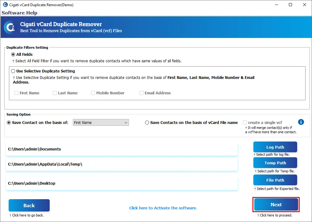 Cigati vCard Duplicate Remover