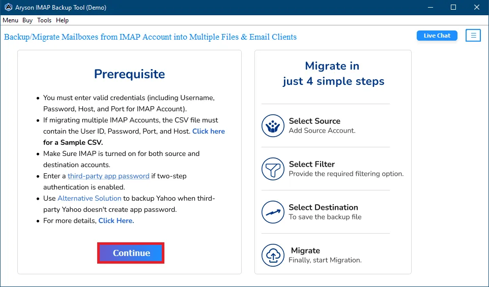 Aryson IMAP Backup Tool