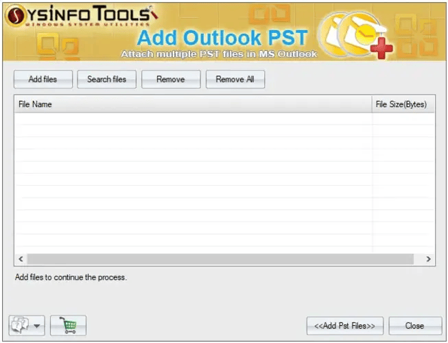 SysInfo Add Outlook PST Tool screenshot