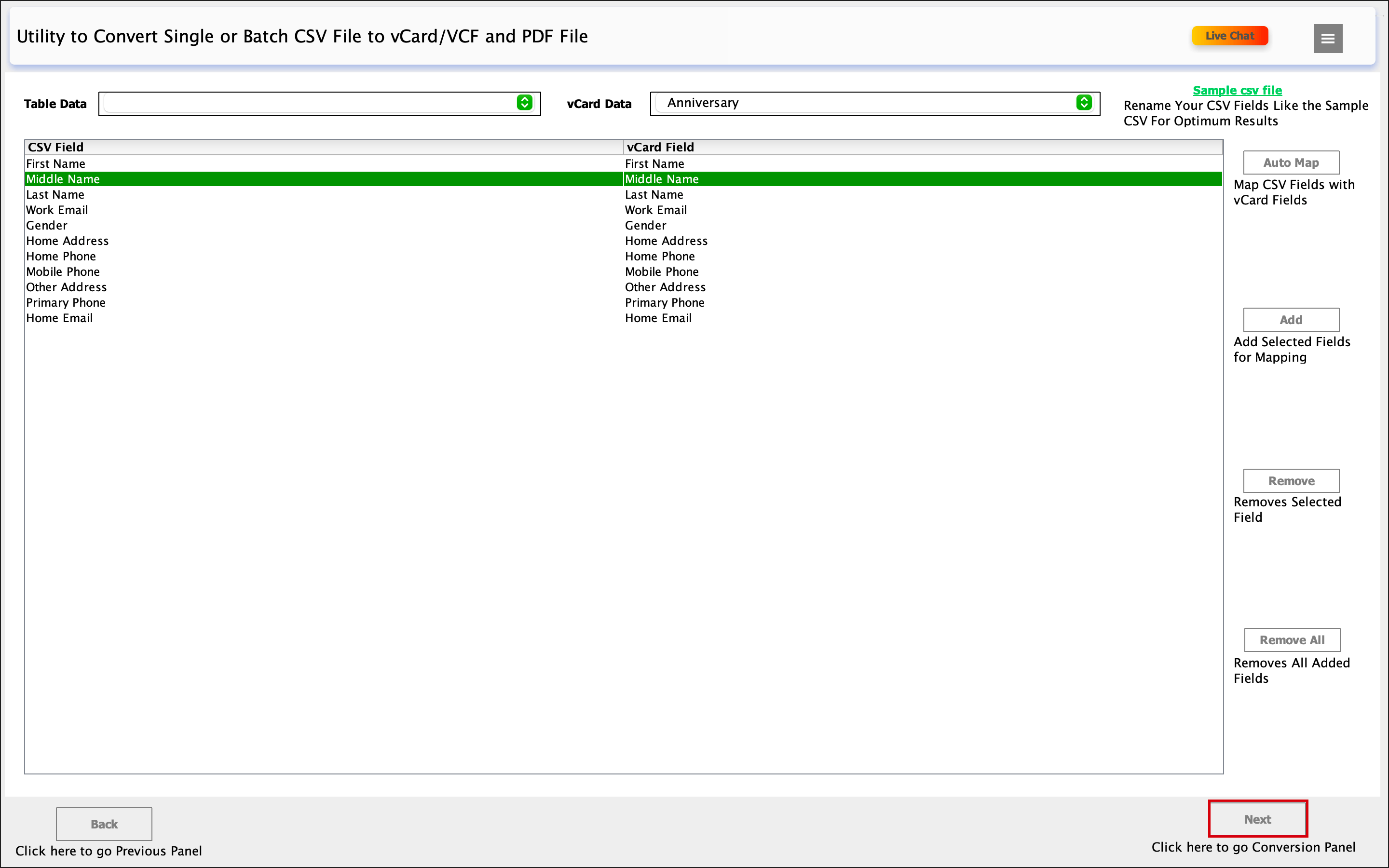 MacSonik CSV to vCard Converter