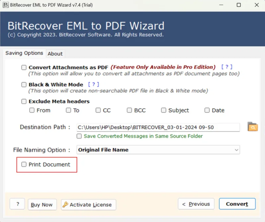 BitRecover EML to PDF Converter
