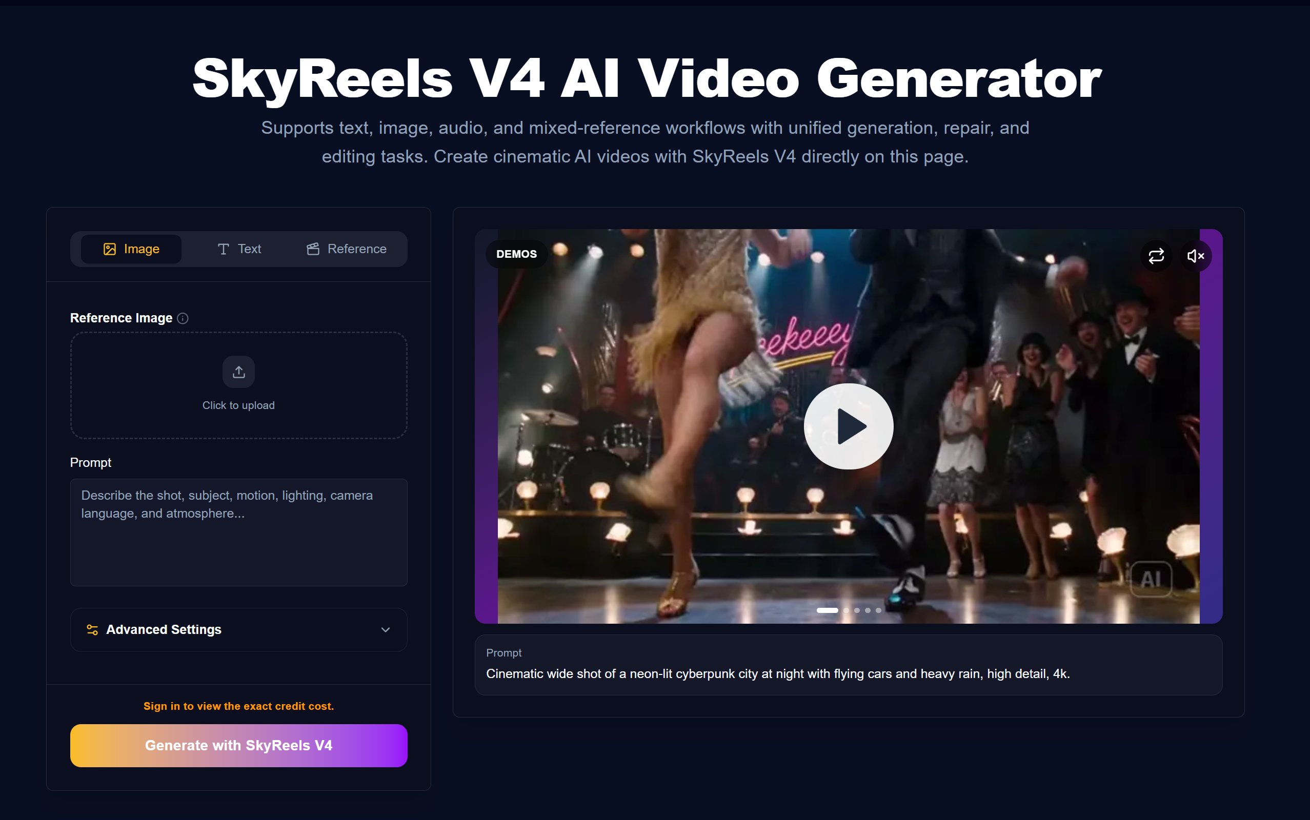 SkyReels V4 AI Video Generator screenshot