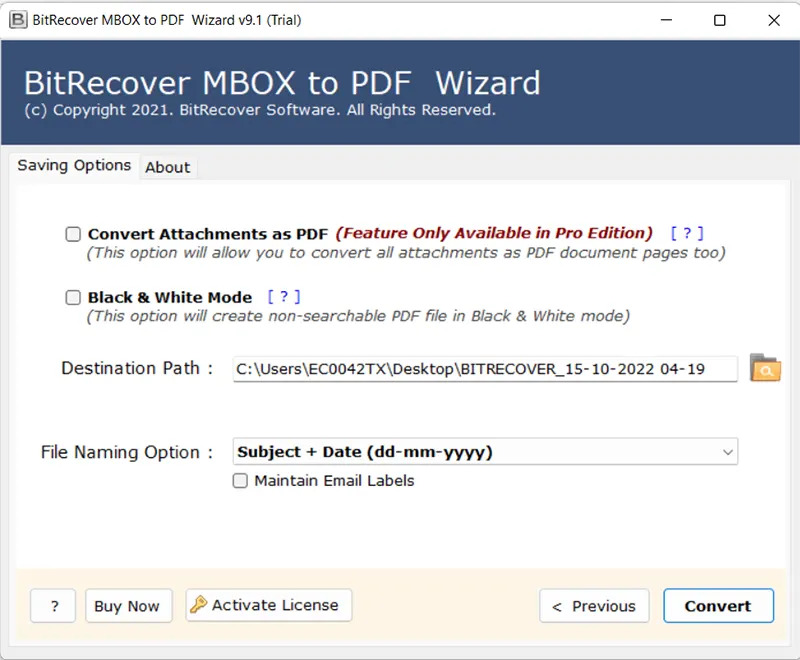 BitRecover MBOX to PDF Converter