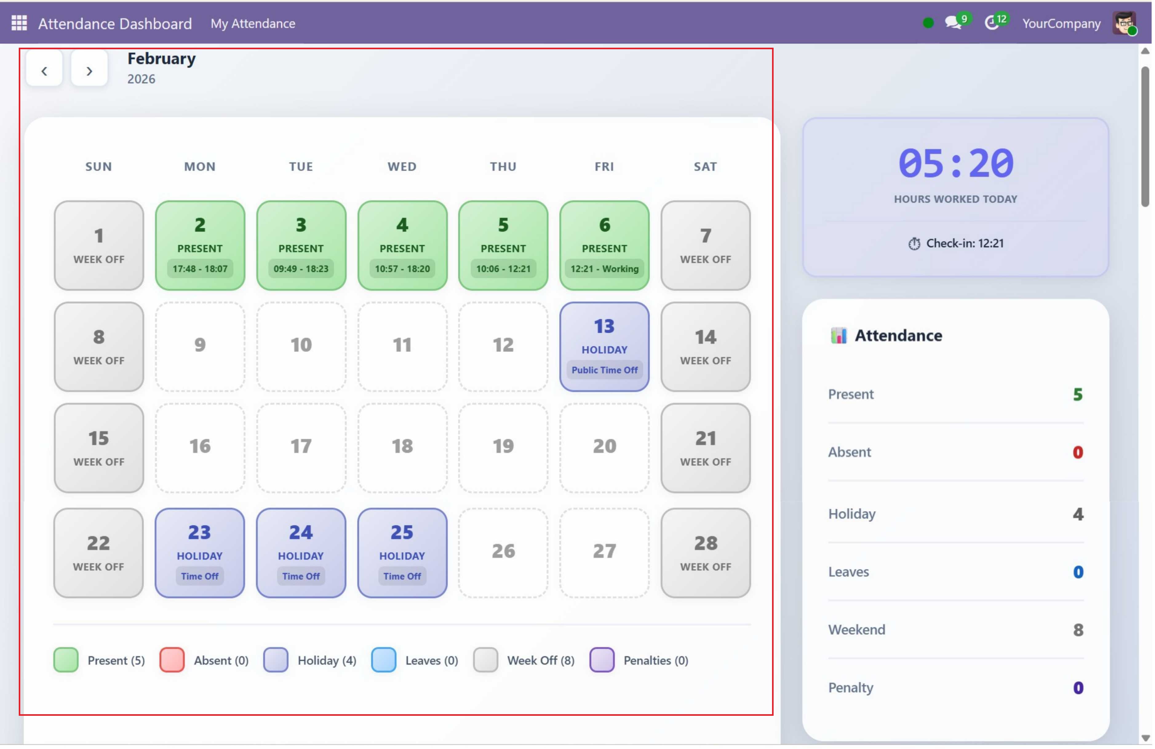Odoo HRMS Dashboard