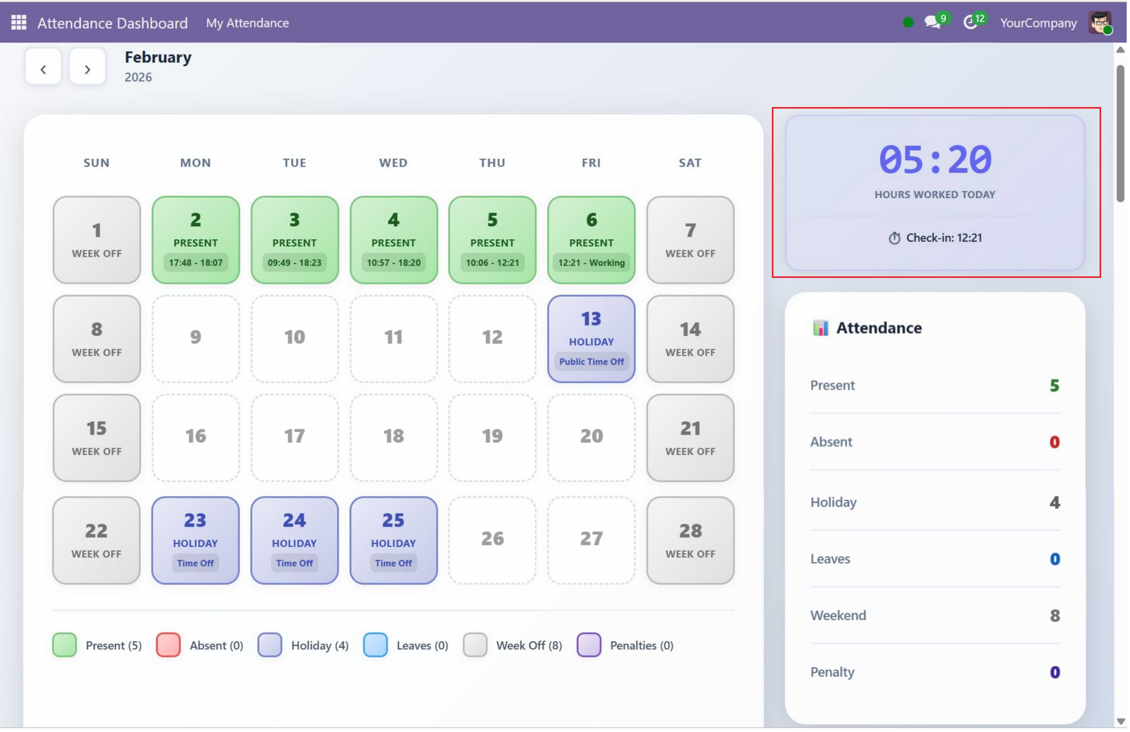 Odoo HRMS Dashboard