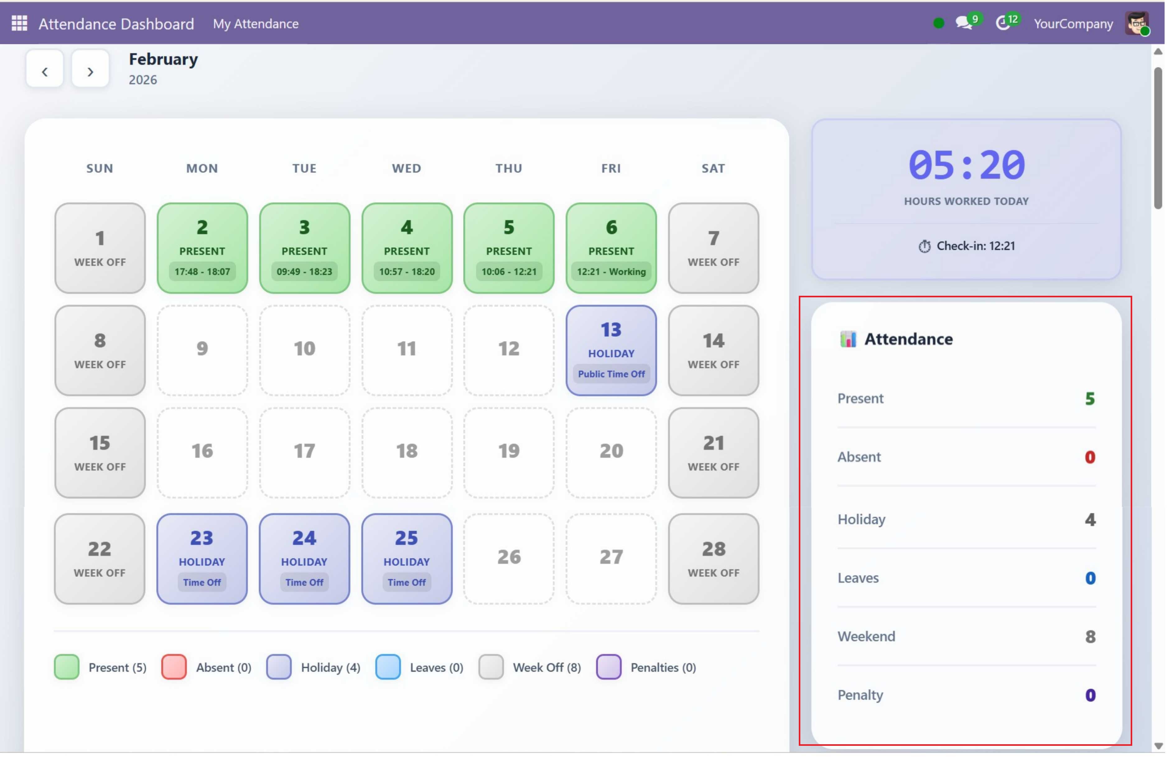Odoo HRMS Dashboard