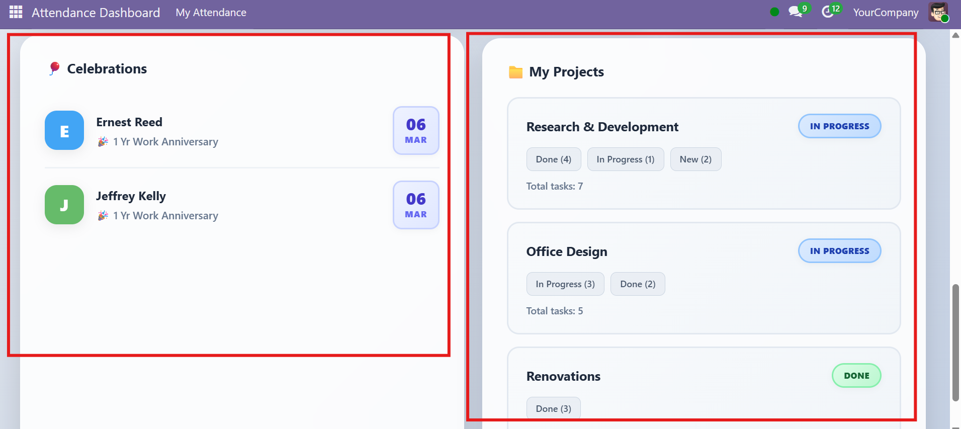 Odoo HRMS Dashboard