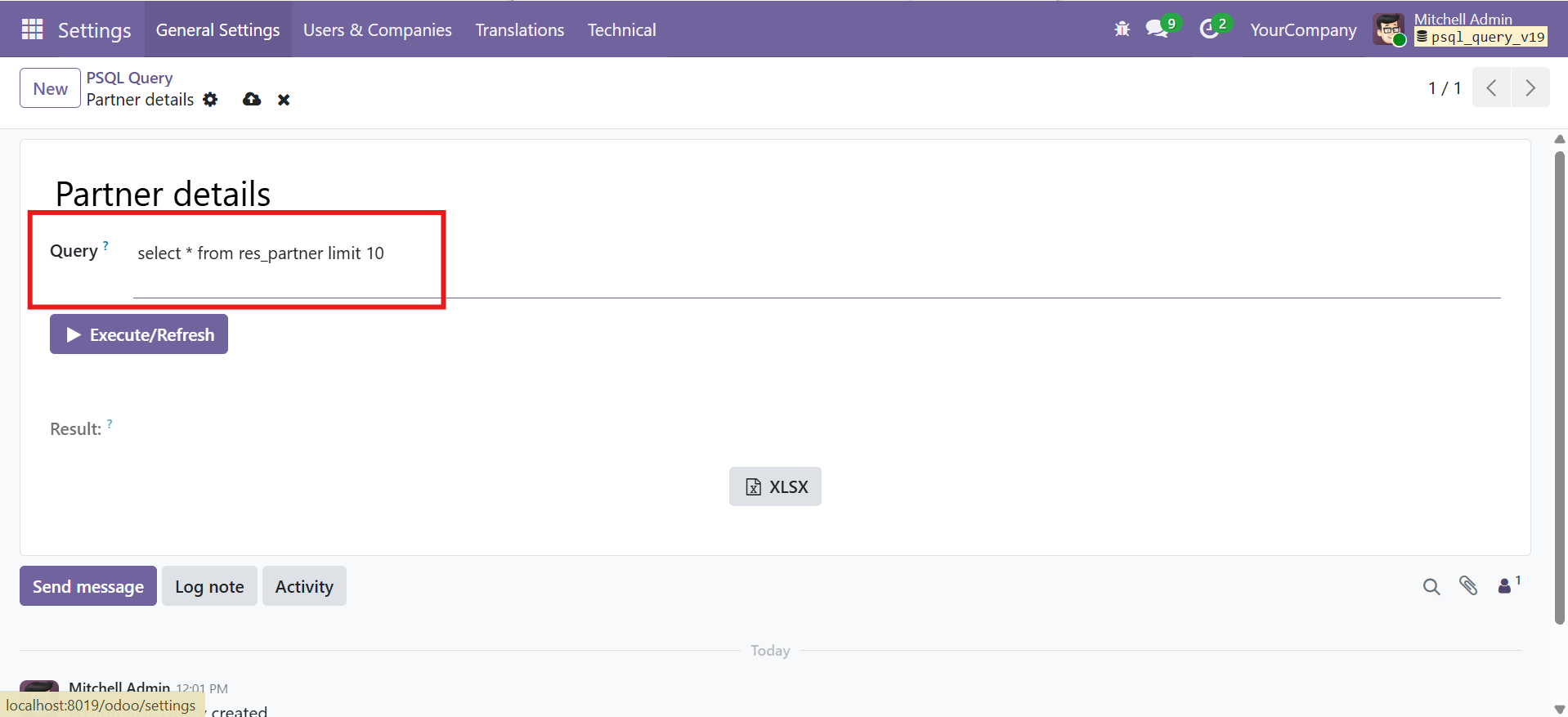 Odoo PSQL Query Execute