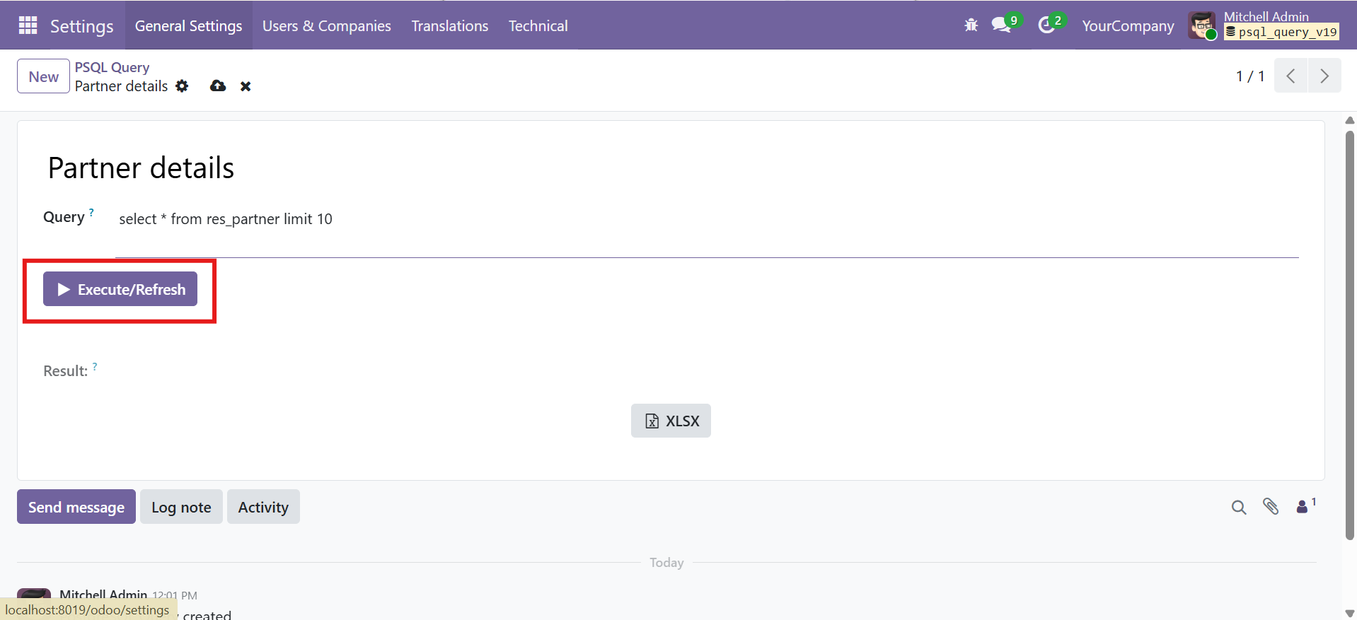 Odoo PSQL Query Execute