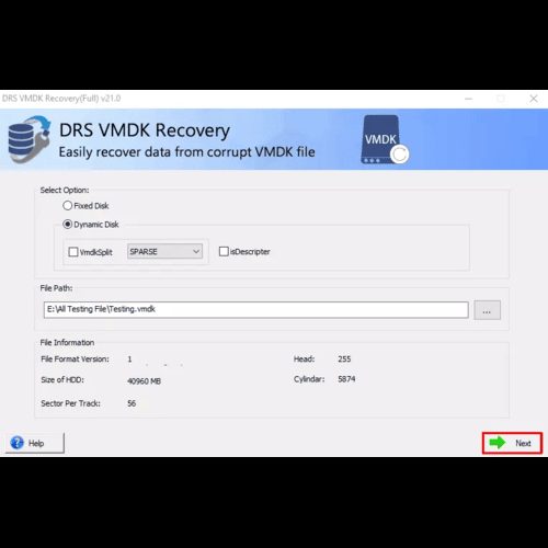 DRS Softech VMDK Recovery Tool