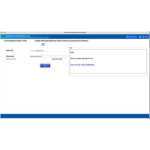 Aryson Mac Gmail Backup Tool