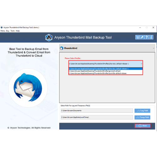 Aryson Thunderbird Backup Tool