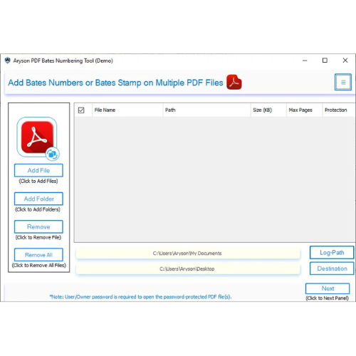 Aryson PDF Bates Numbering Tool