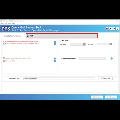 DRS Softech Opera Mail Backup Tool