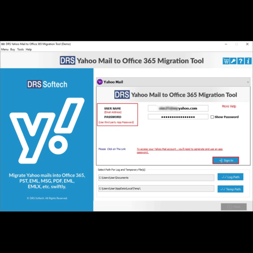 DRS Softech Yahoo to Office 365 Migration Tool
