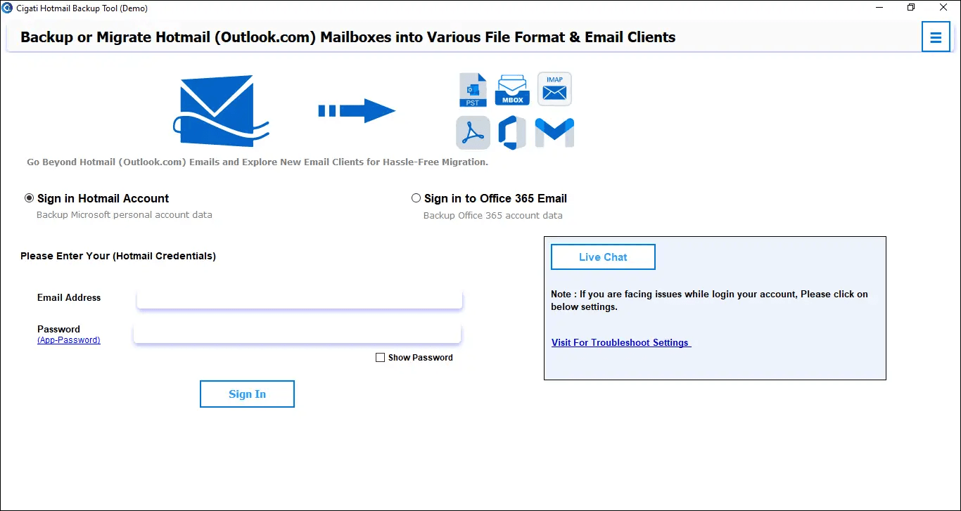 Cigati Hotmail Backup Tool