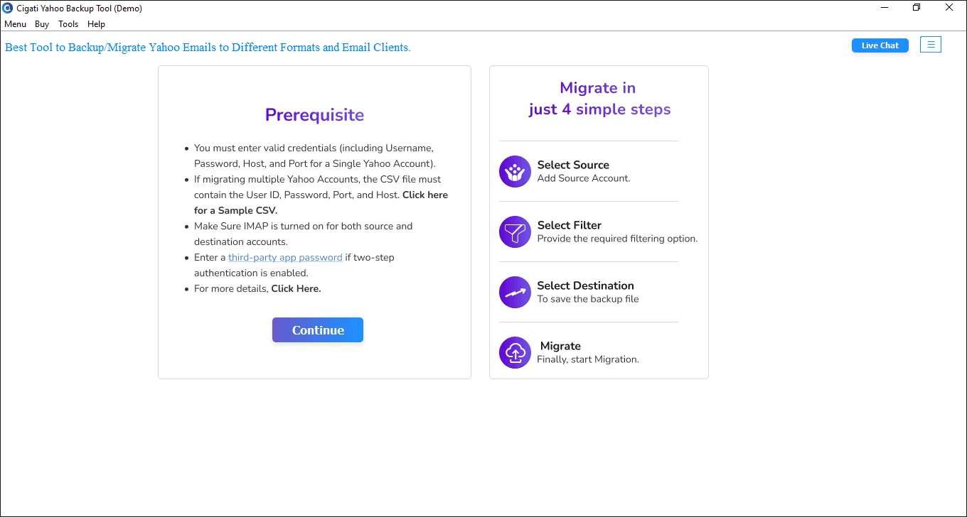 Cigati Yahoo Backup Tool