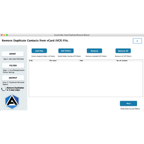 Aryson Mac vCard  Duplicate Remover