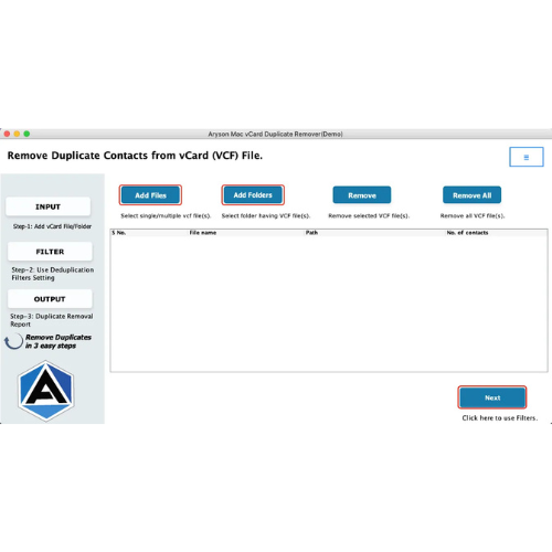 Aryson Mac vCard  Duplicate Remover