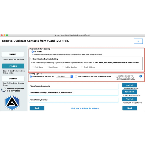 Aryson Mac vCard  Duplicate Remover