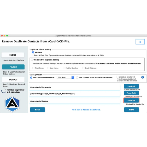 Aryson Mac vCard  Duplicate Remover