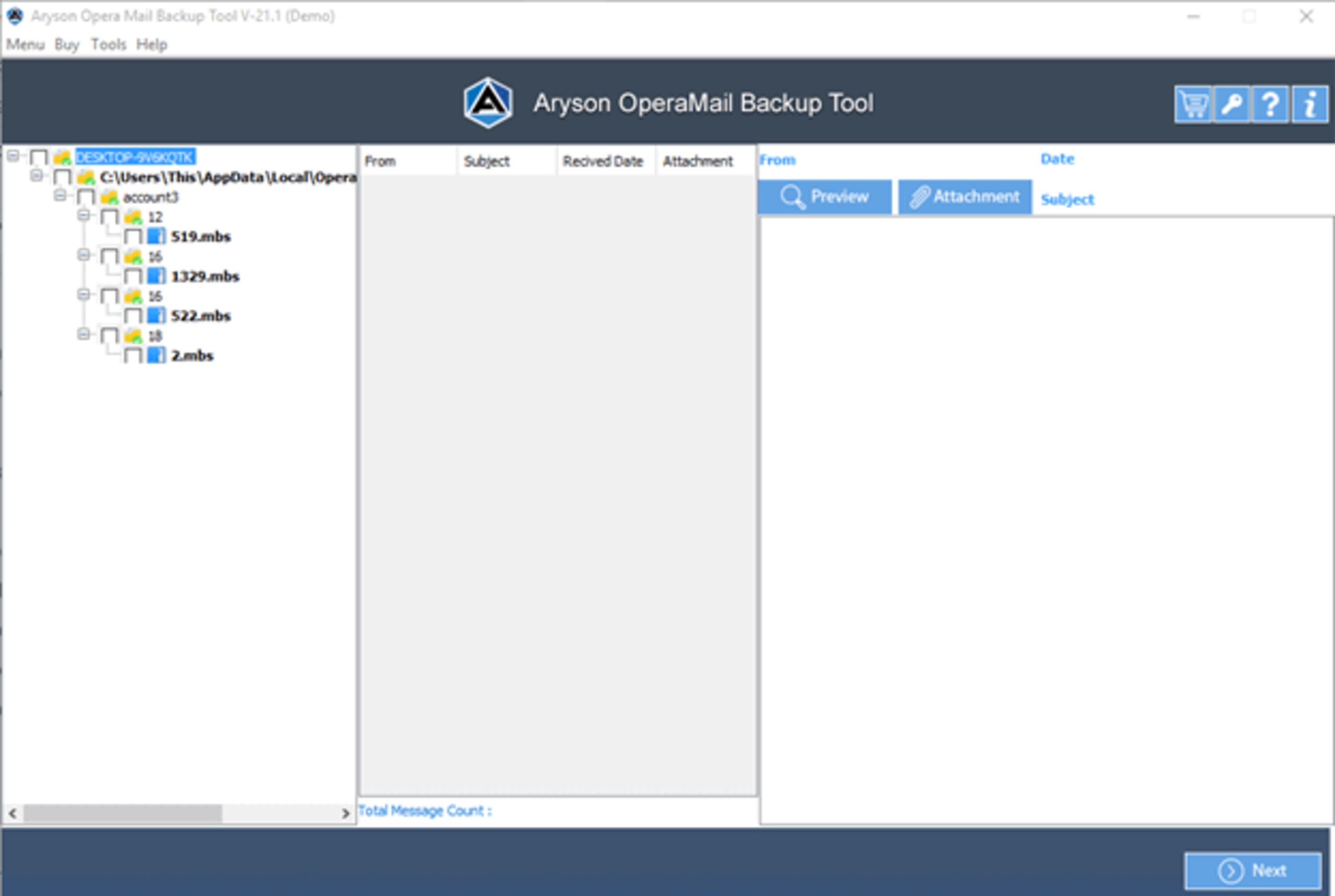 Aryson Opera Mail Backup Tool