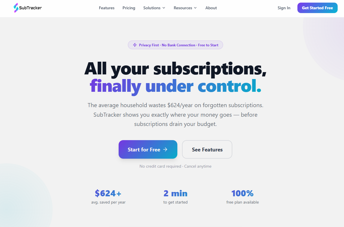 SubTracker screenshot
